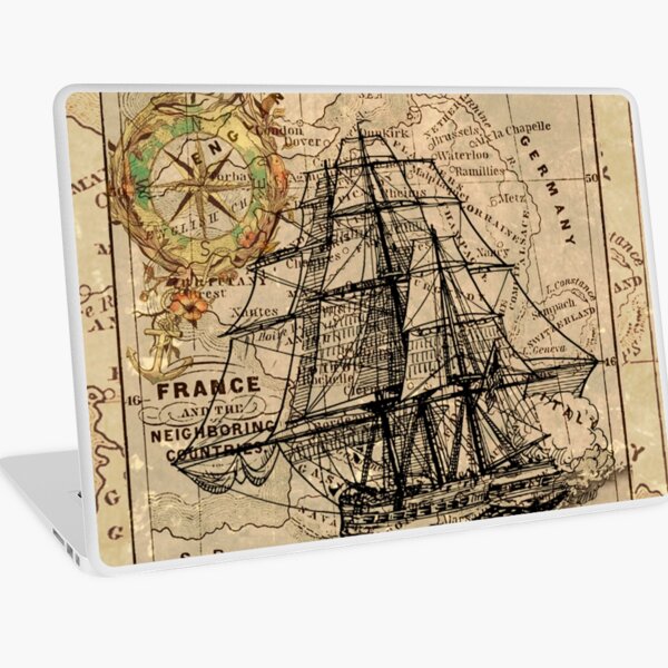 Item preview, Dark Academia vintage pirate ship sailor antique world map  designed and sold by LEILA ART SPACE.