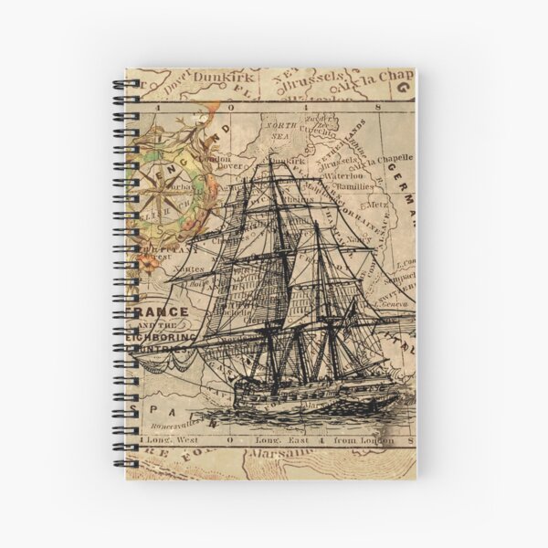 Vista previa del artículo con la obra «Dark Academia vintage barco pirata marinero mapa del mundo antiguo», diseñado y vendido por LEILA ART SPACE.