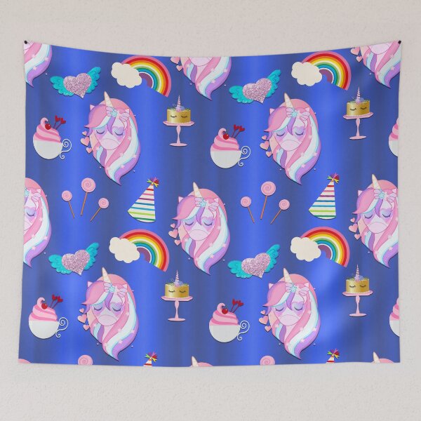 Item preview, Unicorn Sweets on Blue designed and sold by GraphicAllusion.