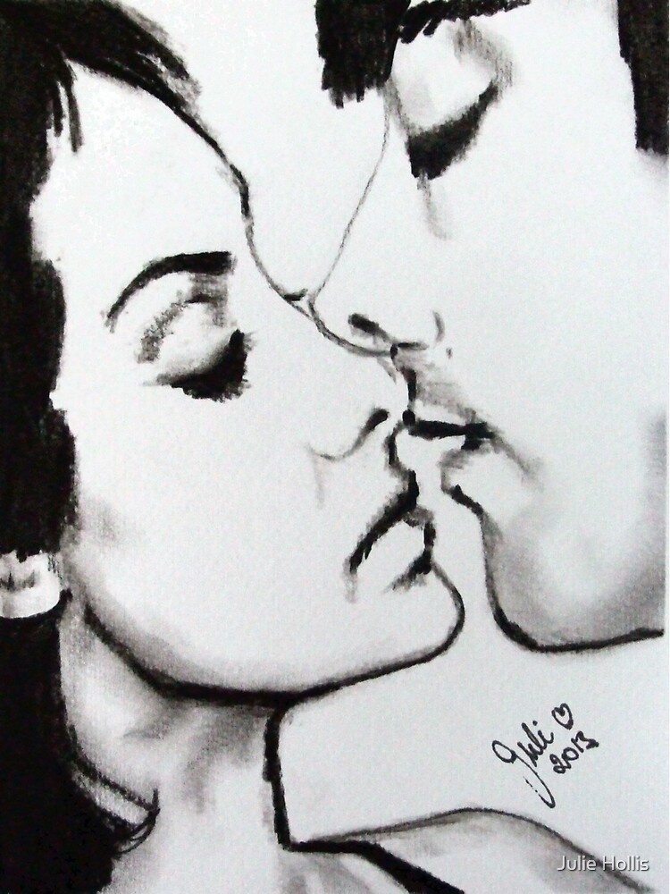 Personalized Drawing Art Boyfriend Gift Kiss Portrait Charcoal