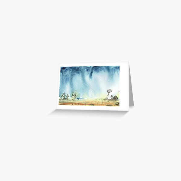 Rain on an outback farm Greeting Card