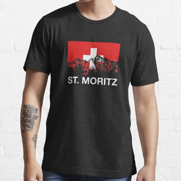 St. Moritz Switzerland Swiss Flag SKI Essential T-Shirt