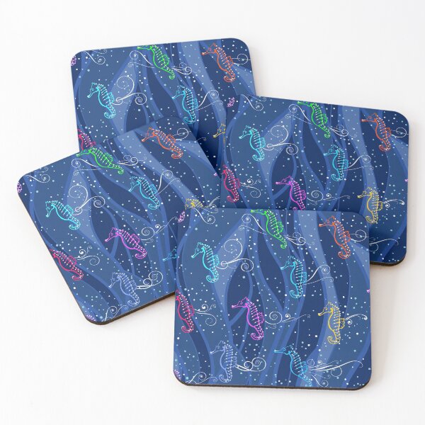Item preview, Seahorse Song Pattern | Multi on Blue designed and sold by L Diane Johnson.