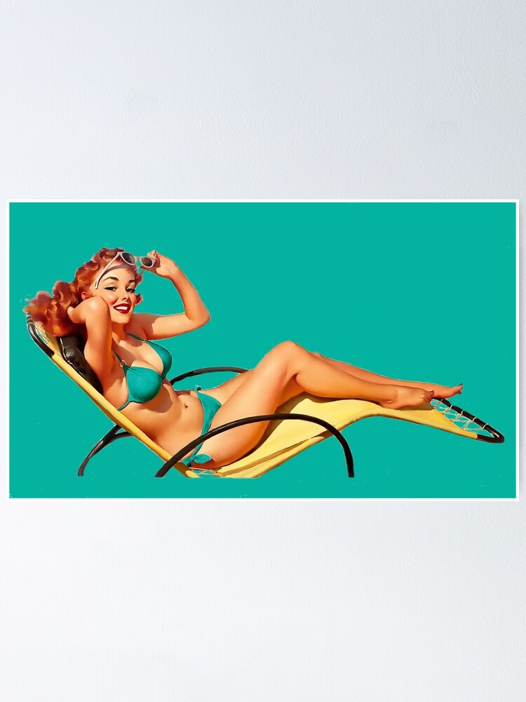 Sport kalkoen verwijderen Vintage Pin-up Girl - Lounging in a Bikini" Poster for Sale by  vintagerepros | Redbubble