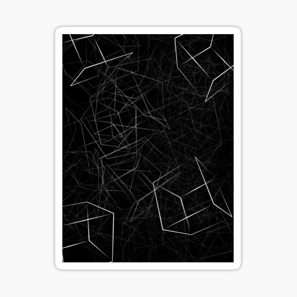 3D white Boxes on Black Background Sticker