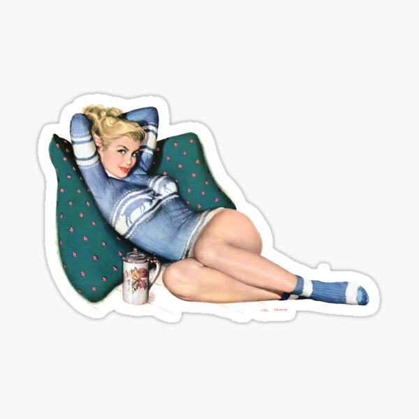 Item preview, Vintage Pin-up Girl Laying on a Pillow designed and sold by vintagerepros.
