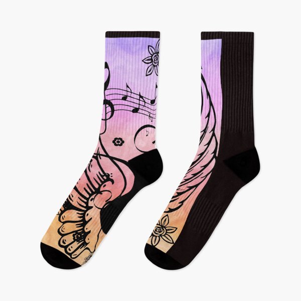 Aperçu de l'œuvre Guitare Musique Fleurs Angel Wings créée et vendue par BalloonPrints.