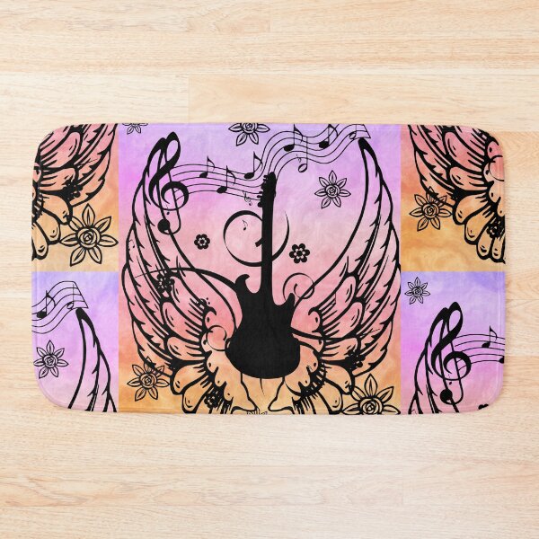 Aperçu de l'œuvre Guitare Musique Fleurs Angel Wings créée et vendue par BalloonPrints.