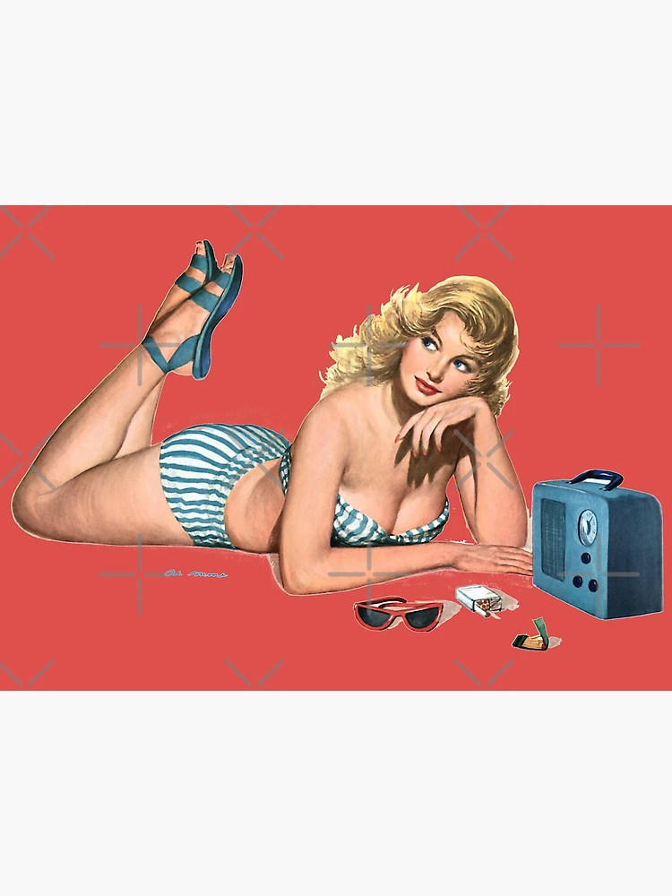 Vintage Pin-up Girl - Lounging in a Bikini Art Board Print for Sale by  vintagerepros