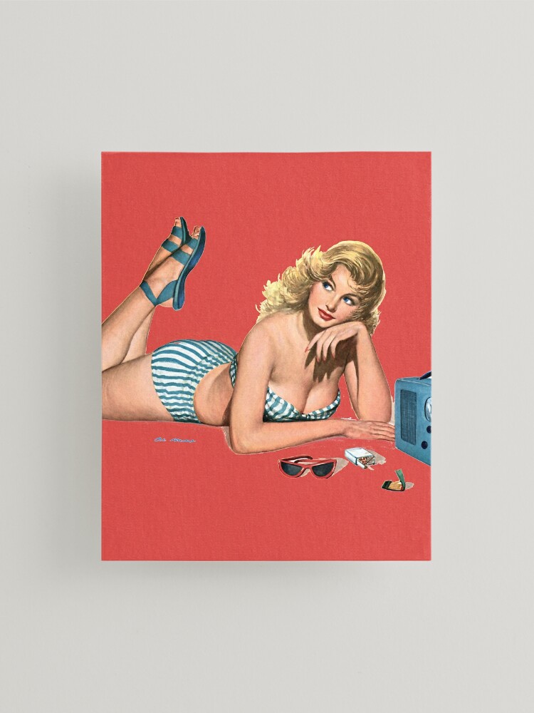 Vintage Pin-up Girl - Lounging in a Bikini Art Board Print for Sale by  vintagerepros