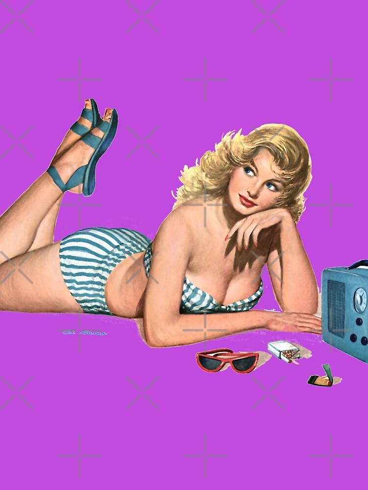 Vintage Pin-up Girl - Laying Down Listening to Music | Poster