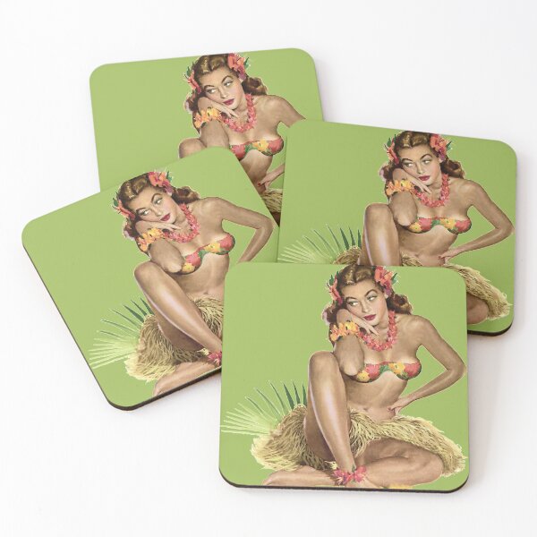 Item preview, Vintage Pin-up Girl - Brunette in Hula Costume designed and sold by vintagerepros.