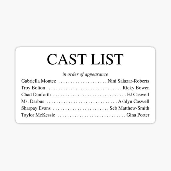 Item preview, HSMTMTS Cast List designed and sold by rdvorak.