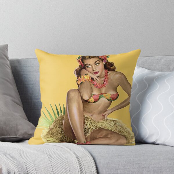 Item preview, Vintage Pin-up Girl - Brunette in Hula Costume designed and sold by vintagerepros.