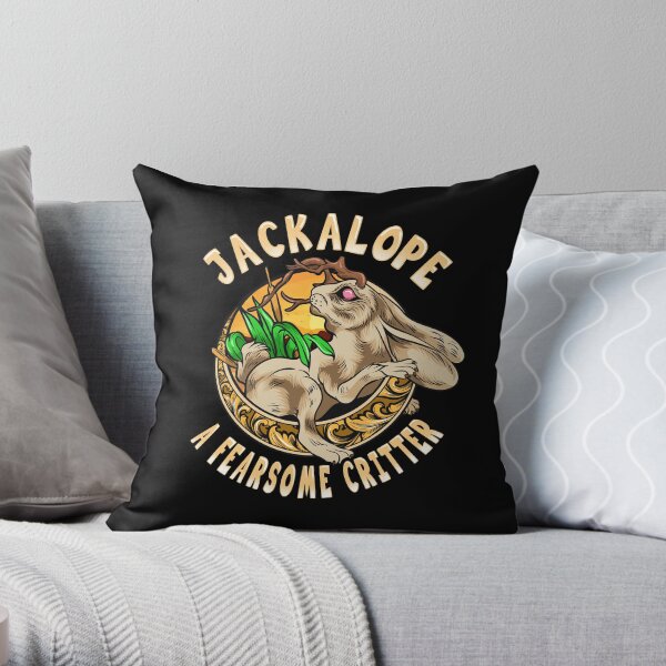 Mythical Cryptid Antelope Rabbit A Fun Mythological Creature Throw Pillow