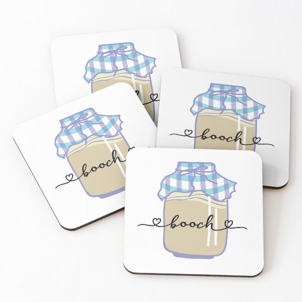 Item preview, Booch, Kombucha fermenting in a jar with a plaid fabric cover. designed and sold by The-Goods.