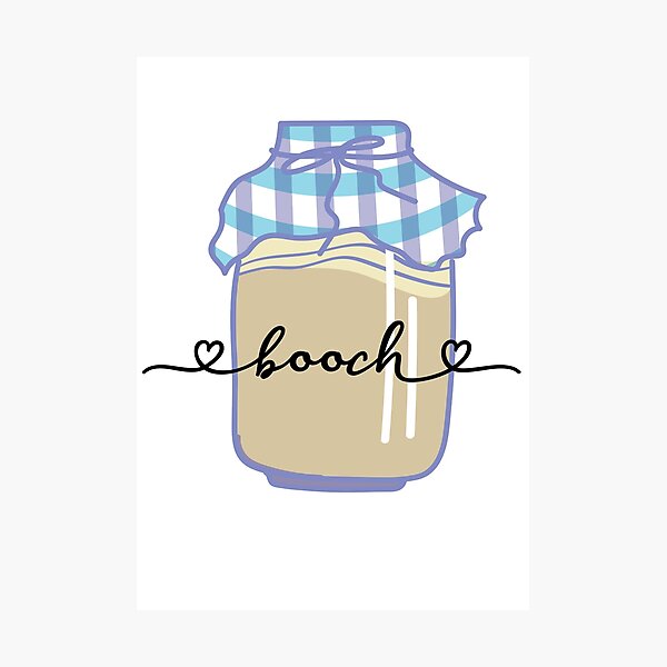 Artikelvorschau, Booch, Kombucha gärt in einem Glas mit kariertem Stoffbezug. entworfen und verkauft von The-Goods.
