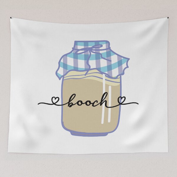 Item preview, Booch, Kombucha fermenting in a jar with a plaid fabric cover. designed and sold by The-Goods.