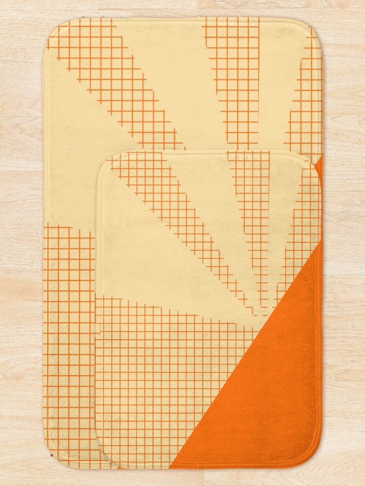 Alternate view of Geometric orange grid collage Bath Mat