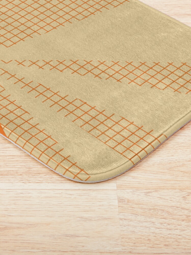 Alternate view of Geometric orange grid collage Bath Mat