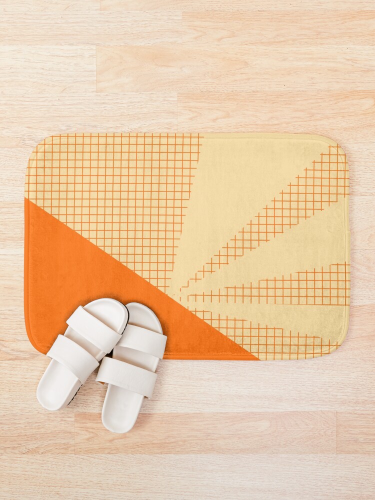 Alternate view of Geometric orange grid collage Bath Mat