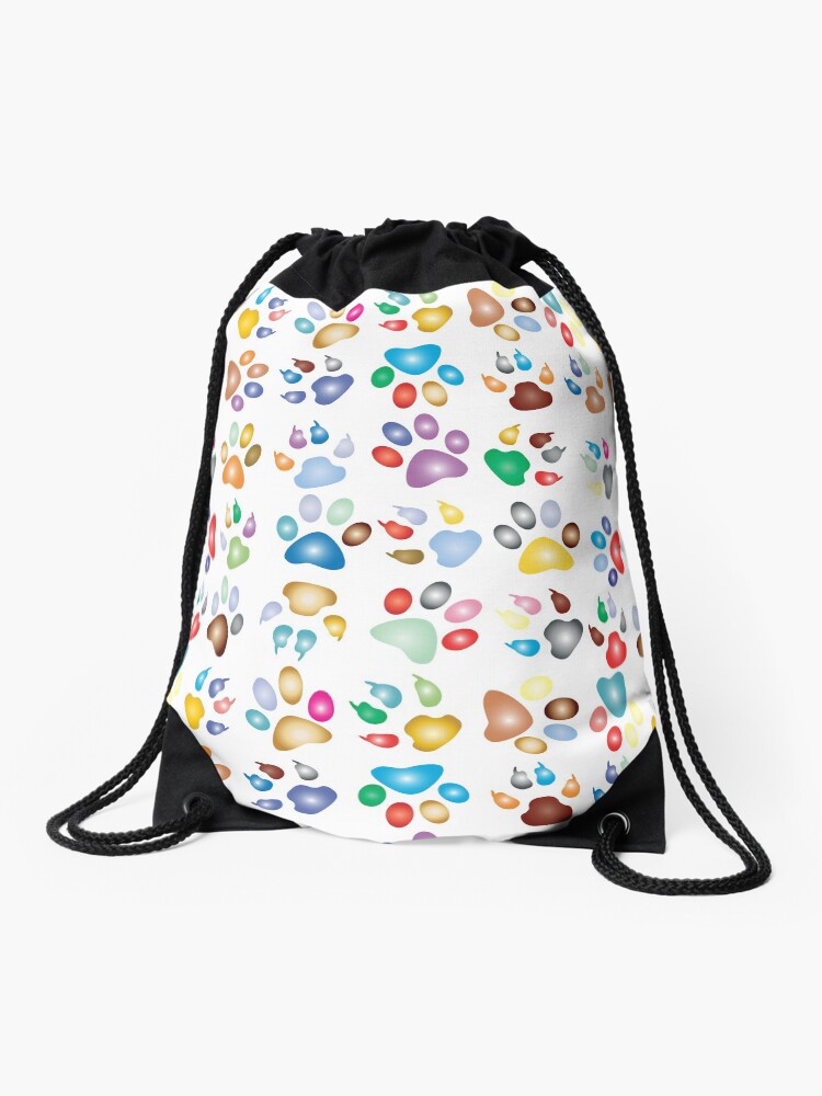 paw print drawstring bag