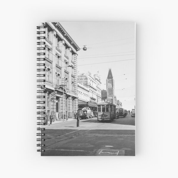 Barrack St, Perth, 1941. Tram No.27 approaches a traffic policeman, State Library of Western Australia Spiral Notebook