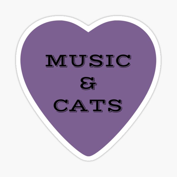 Music and Cats Purple Heart Sticker