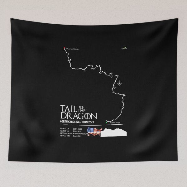 Item preview, Tail of the Dragon Road US 129 Motorcycle Sports Car Trail Map Art Print designed and sold by OuterShellUK.