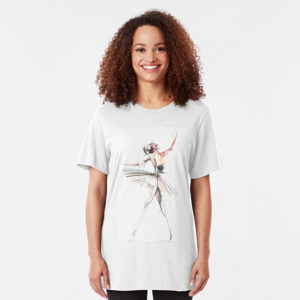 Expressive Dancer Dance Drawing Slim Fit T-Shirt