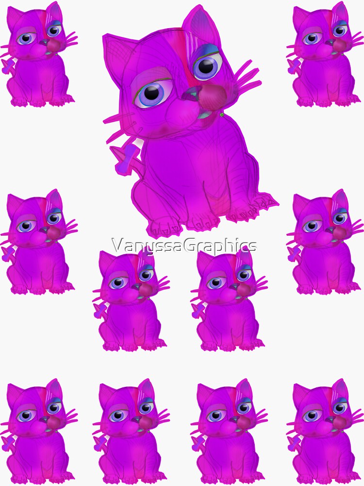 My Purple Vanda Cat Original Drawing By Acci Sticker For Sale By Vanyssagraphics Redbubble