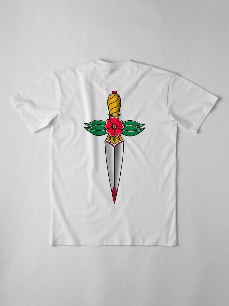 Alternate view of Traditional Tattoo-Style Dagger Premium T-Shirt