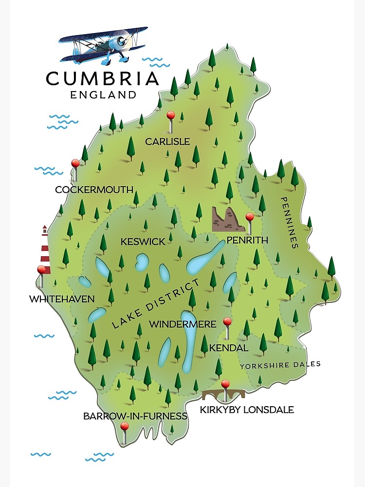 Cumbria England Map Poster For Sale By Vectorwebstore Redbubble   Flat,750x,075,f Pad,750x1000,f8f8f8.u2 