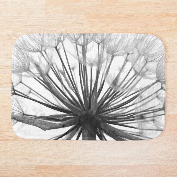 Black and White Dandelion Bath Mat
