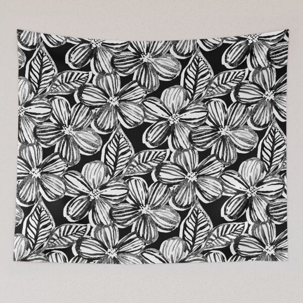 Item preview, Bold Textured Black and White Linework Floral designed and sold by micklyn.
