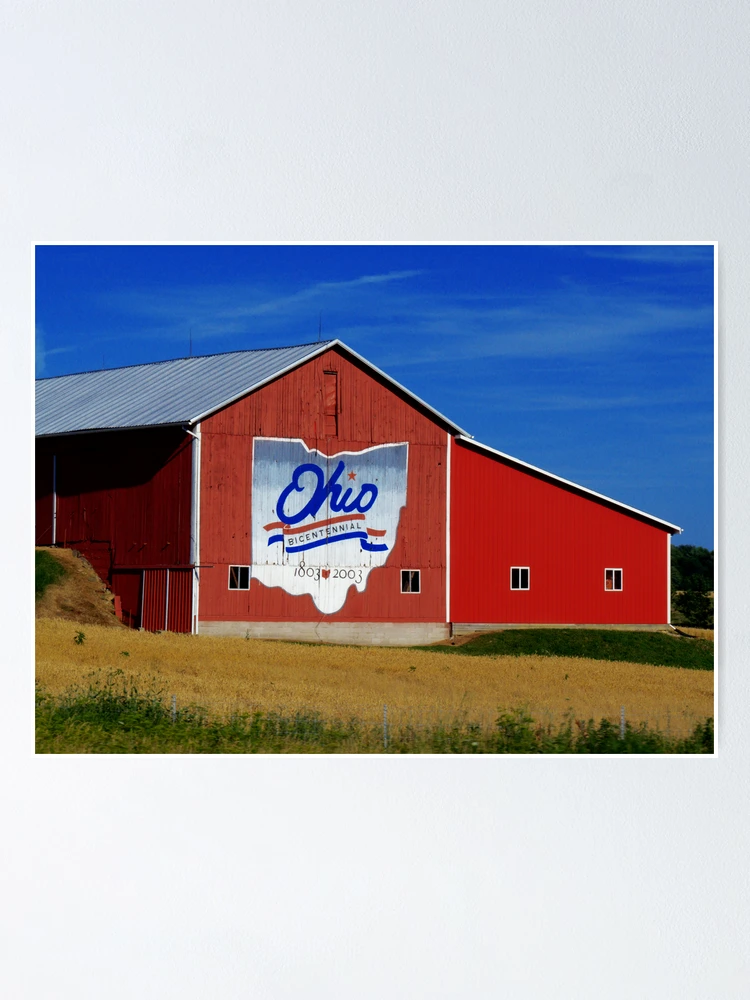 Bicentennial Commemorative Barn, Columbus Ohio, Red Barn, Ohio State Barn, Rustic Print, Rural Wall Art, Farmhouse Decor, Colorful Print on sale