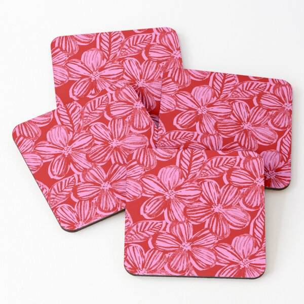 Item preview, Bold Textured Cherry Red and Pink Linework Floral designed and sold by micklyn.