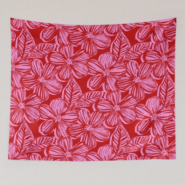 Item preview, Bold Textured Cherry Red and Pink Linework Floral designed and sold by micklyn.