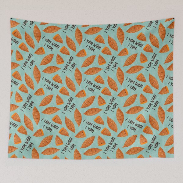 Item preview, I Yam What I Yam - sweet potatoes (aqua) designed and sold by littlearrow.