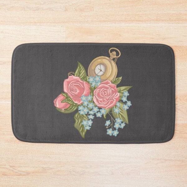 Item preview, Pocketwatch, Rose, and Forget-me-not Bouquet on Charcoal designed and sold by DoodleTrees.