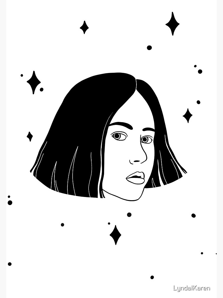 Black and White Space Girl with Stars by LyndalKaren