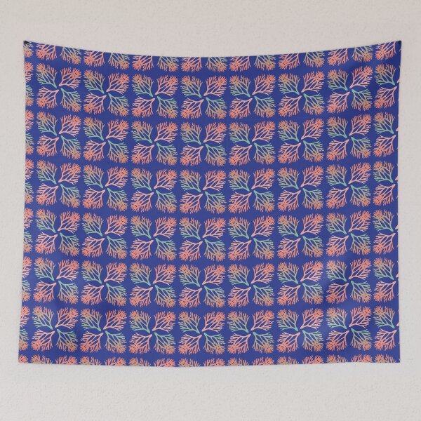 Item preview, Duotone Coral Silhouette Seamless Design on Blue designed and sold by RPuniquedesigns.