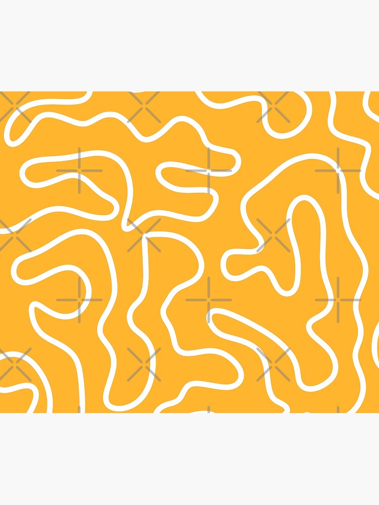 Disover Squiggle Maze Minimalist Abstract Pattern Mustard Yellow and White Shower Curtain