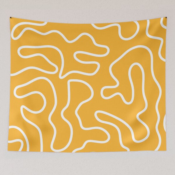 Item preview, Squiggle Maze Minimalist Abstract Pattern Mustard Yellow and White designed and sold by kierkegaard.