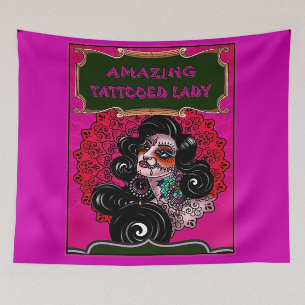 Item preview,  AMAZING TATTOOED LADY : Vintage Colorful Art Advertising  Print designed and sold by posterbobs.