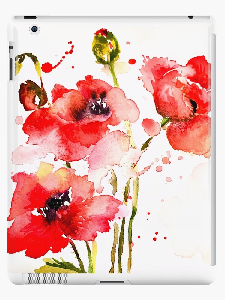 Coque et skin adhésive iPad « Coquelicot rouge - aquarelle moderne », par  Wollhuhn | Redbubble