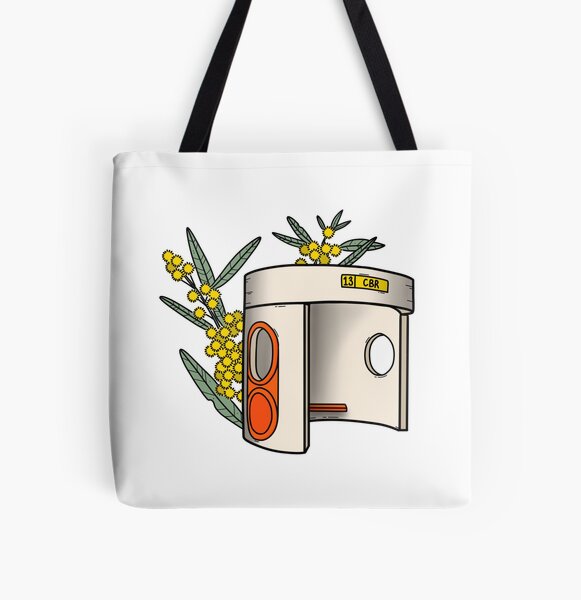Canberra Bus Stop with Wattle Flowers All Over Print Tote Bag