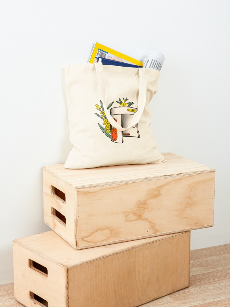 Alternate view of Canberra Bus Stop with Wattle Flowers Tote Bag