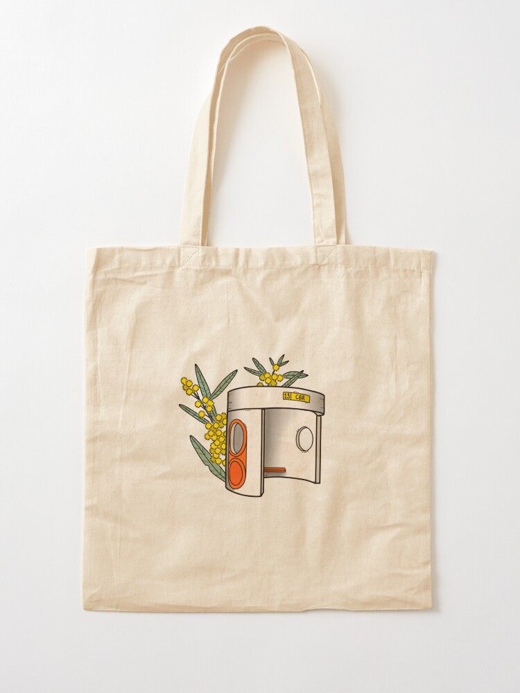 Alternate view of Canberra Bus Stop with Wattle Flowers Tote Bag