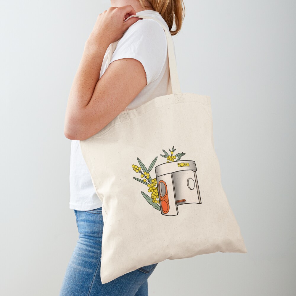 Canberra Bus Stop with Wattle Flowers Tote Bag